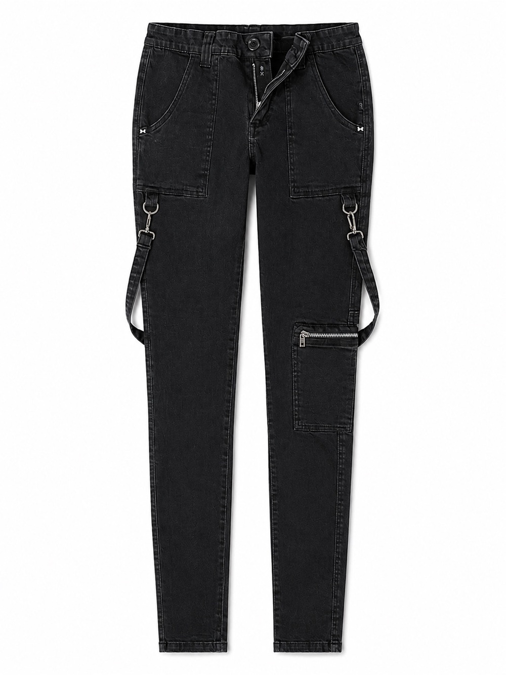 Tripp NYC Royal Bones Black Skinny Rage Pants with Straps